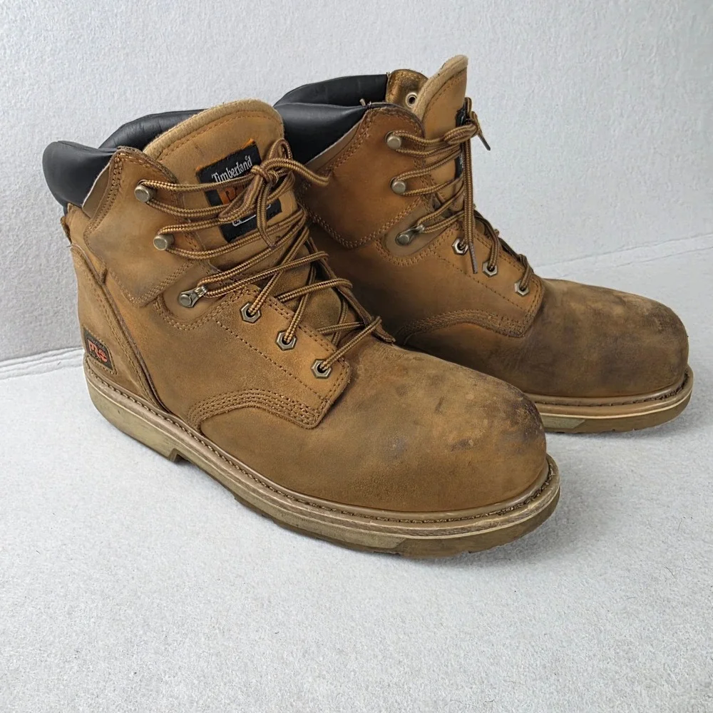 Timberland PRO Mens 33031 Direct Attach Steel Toe Work Boots Wheat Leather 12M